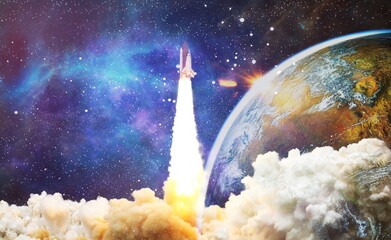 Space Shuttle Launch.Deep space. 