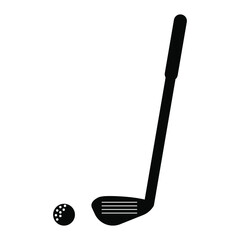 Golf club and ball icon. Vector illustration isolated on white background.