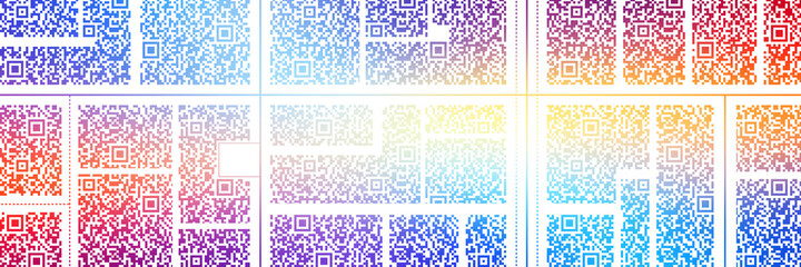 Geometric vector background, banner. Fantasy on the theme of QR code.
