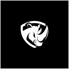 Rhino in shield vector logo design template,sport logo