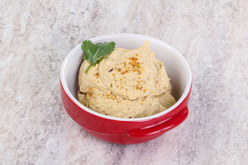 Traditional Jewish Hummus with olive oil