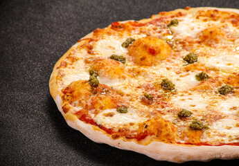 Italian Pizza with mozzarella and pesto