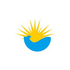 Fototapeta na wymiar Sun and wave logo design