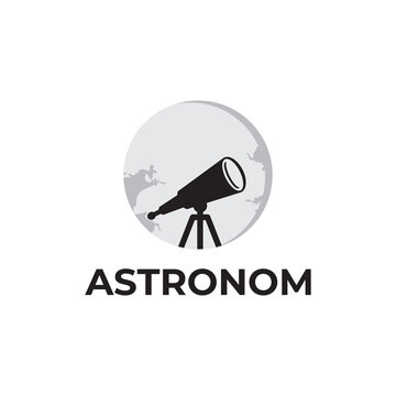 Astronomy dream with  telescope logo design