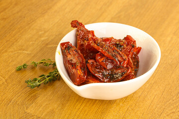 Sun-dried natural Italian tomato in the bowl