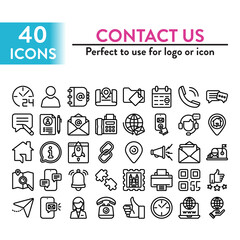 Fototapeta na wymiar Set of 40 Contact Us web icons in line style. Perfect for logo or icon use. Vector Illustration 