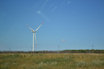Wind generator, an alternative renewable source of electricity. Environmentally friendly. Solving environmental problems and global warming.