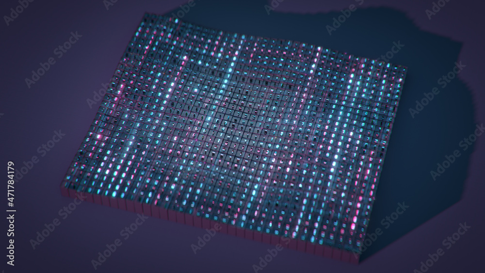 Wall mural digital binary code datum isometric 3d render