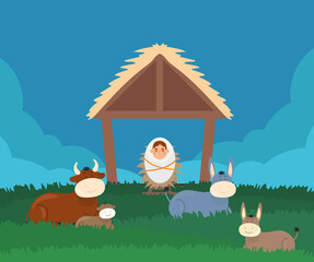 manger baby and animals