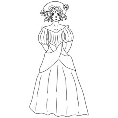 Girl isolated for coloring book or page