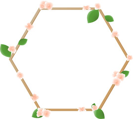 Geometric frame with leaves and flowers. Decorative element for a logo, wedding invitation, banner, packaging, invitation or greeting cards decorated with flowers. Layout of the borders of an empty fr