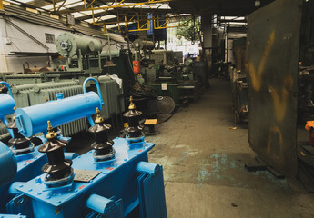 Obraz na płótnie Canvas High-voltage transformer manufacturing Industry in India.