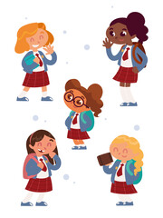 cartoon students girls