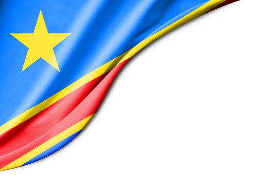 Democratic Republic of the Congo flag. 3d illustration. with white background space for text.