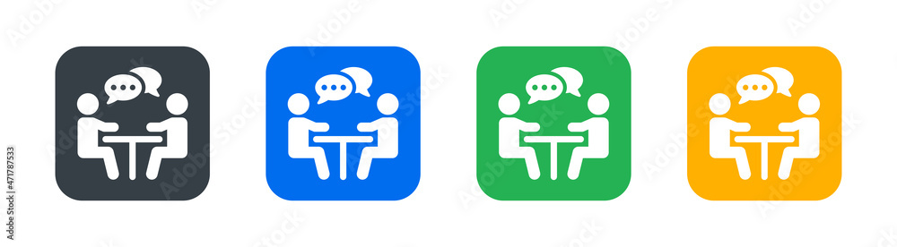 Poster interview icon set. business meeting icon. speaking icon vector isolated