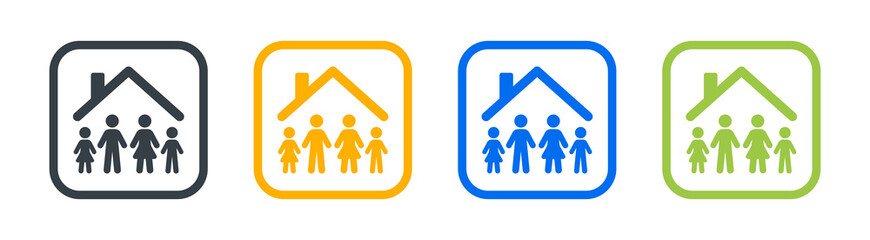 Family home icon set.