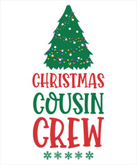 Fototapeta na wymiar Christmas Cousin Crew Santa Clause Cap Elf green red yellow T-Shirt Christmas Tee Design Elf leg shoe Christmas colorful print template graphic Design 