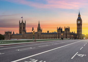 Fototapeta na wymiar Big Ben and Houses of Parliament from Westminster bridge, London, UK