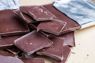 foil-packed chocolate bar made of cocoa and sugar