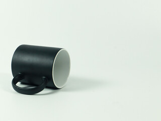 black mug drink on white isolated background