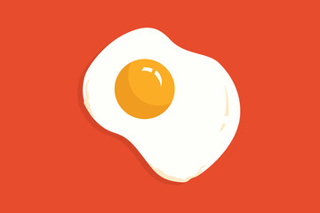 Fried egg illustration on a striking red background for graphic design