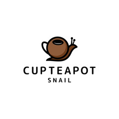 Snail combination with teapot in background white,vector logo design templates as you editable