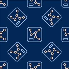 Line Railway map icon isolated seamless pattern on blue background. Vector