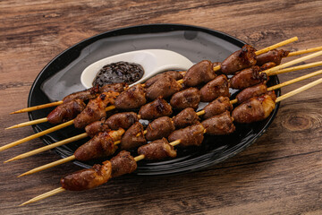 Asian cuisine - chicken hearts skewer
