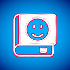 White Book icon isolated on blue background. Vector