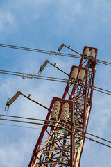 electric power voltage tower up to sky