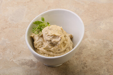 Vegan food - hummus with olive oil
