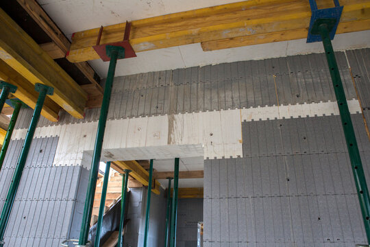 Construction of a passive house from durable and warm polystyrene blocks