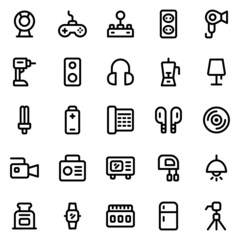 Electronics icon set with line style