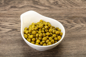 Marinated green pea in the bowl