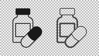 Black Sleeping pill icon isolated on transparent background. Vector