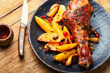 Grilled turkey drumstick with citrus
