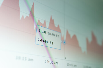 Financial data on a monitor as Finance data concept. Business analyzing financial statistics displayed on the tablet screen. 