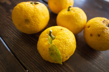 熟した柚子の果実