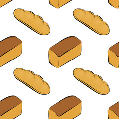 Seamless pattern with bread on a white background