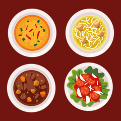set of various dishes