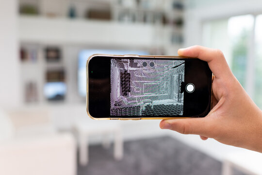 Decorating Apartment with Augmented Reality Interior Design Software. High quality photo