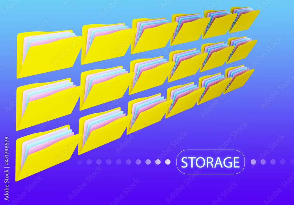 Poster data storage concept. systematized electronic storage. software for storing and processing informati