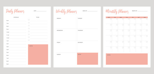 set planner daily,weekly and monthly