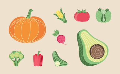 set of vegetables