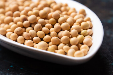 Bowl of dried soy beans
