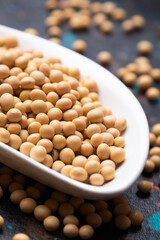 Bowl of dried soy beans