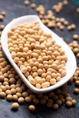 Bowl of dried soy beans