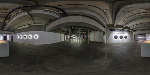 seamless spherical hdri 360 panorama in interior of large empty room as light exhibition gallery of...