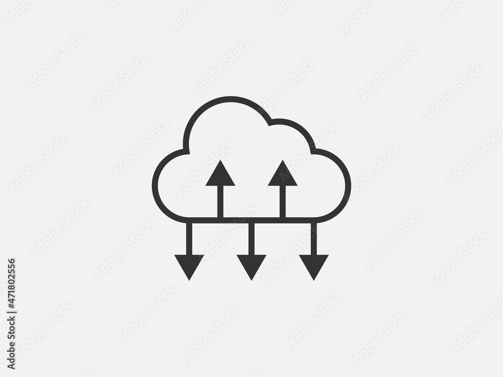 Poster technology icon vector cloud computing connection. big data global server. line design symbol.