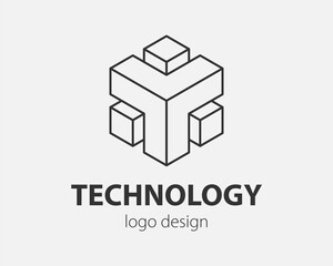 Technology logo line design. Logotype for digital company.